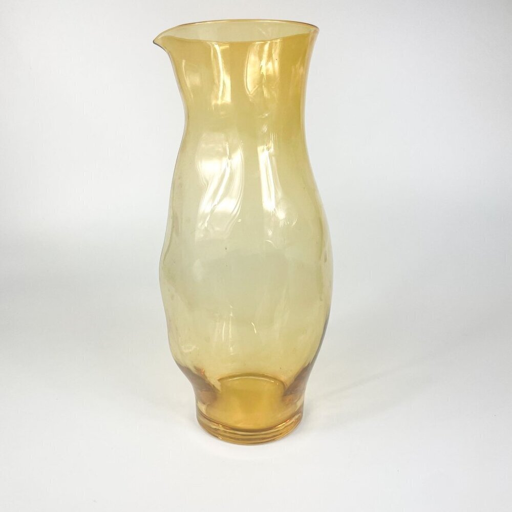 Onda Art Glass Amber Handleless Biomorphic Freeform Pitcher Cocktail Mixer